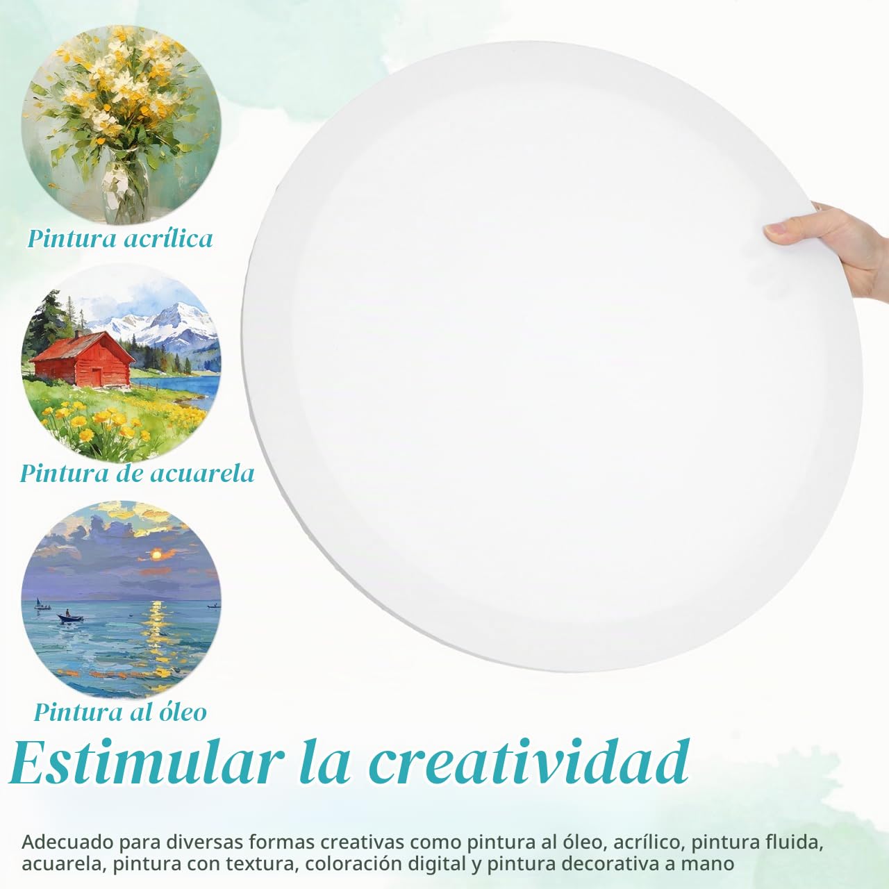 NUOBESTY Lienzo Redondo Estirado De Artista 19.68X19.68X0.59in Marco Circular Grueso De Madera Para Pintura Al Óleo Acrílico Gouache Y Témpera Ideal Para Dibujar Pintar Y Decoración Creativa