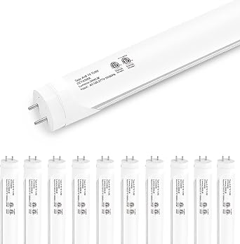10-Pack T8 LED Tube Lights 4ft, 48 Inch Fluorescent Replacement Bulbs 2000 Lumens, 6500K Daylight White Light, Hybrid Type A+B Single/Double Ended, Frosted Lens, ETL Certified