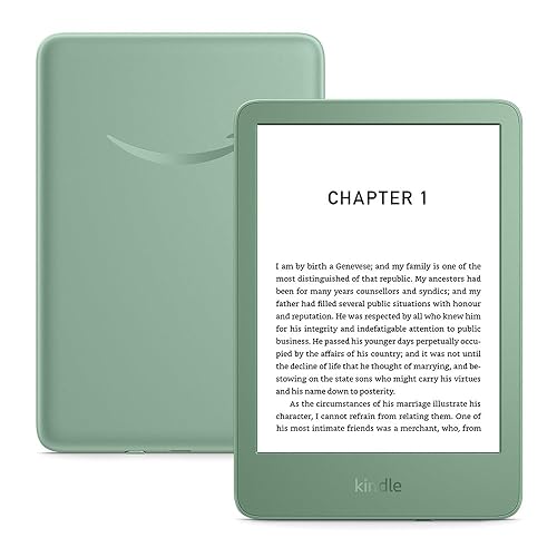 Amazon Kindle (newest gen) β Lightest and most compact Kindle with glare-free display, faster page turns, adjustable front light and long battery life β 16 GB β Without Ads β Matcha - Matcha Green - Without Kindle Unlimited - Without Ads