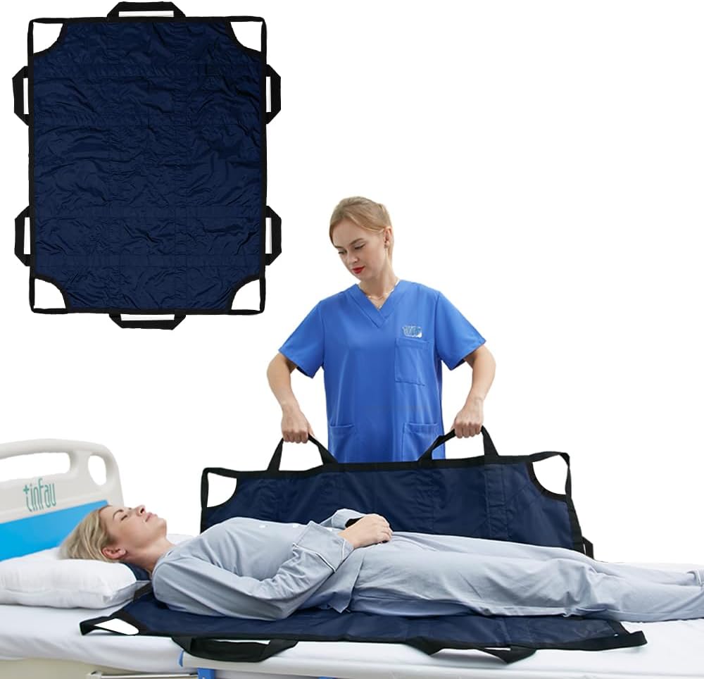 Bed Positioning Pad with Reinforced Handles, 50″ X 40″ Multipurpose Waterproof Transfer Sheet for Turning, Lifting & Sliding, Reusable Washable Patient Positioning Sheet for Bedridden, Caregiver, Blue Bed Positioning Pad with Reinforced Handles, 50″ X 40″ Multipurpose Waterproof Transfer Sheet for Turning, Lifting & Sliding, Reusable Washable Patient Positioning Sheet for Bedridden, Caregiver, Blue