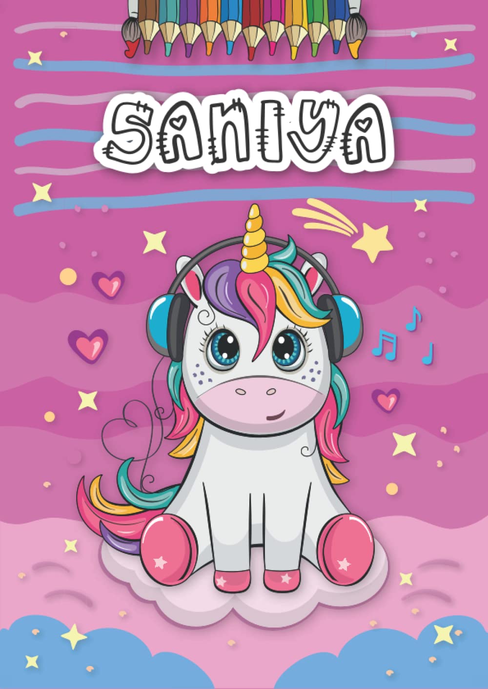 Saniya: Personalized Coloring Book for Saniya | Theme: Unicorn | Birthday gift for girl, daughter ... | Ages: 4-8 | 25 unicorn designs with name Saniya, Large size A4 (ca. 8.5 x 11 inches)