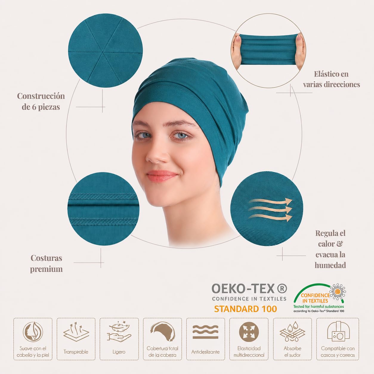 Deresina Gorro de Quimioterapia de Bambu para Mujeres y Hombres – Ultrasuave, Ligero y Transpirable, Ideal para Alopecia y Caida del Cabello, Todo el Ano, Alternativa a la Peluca