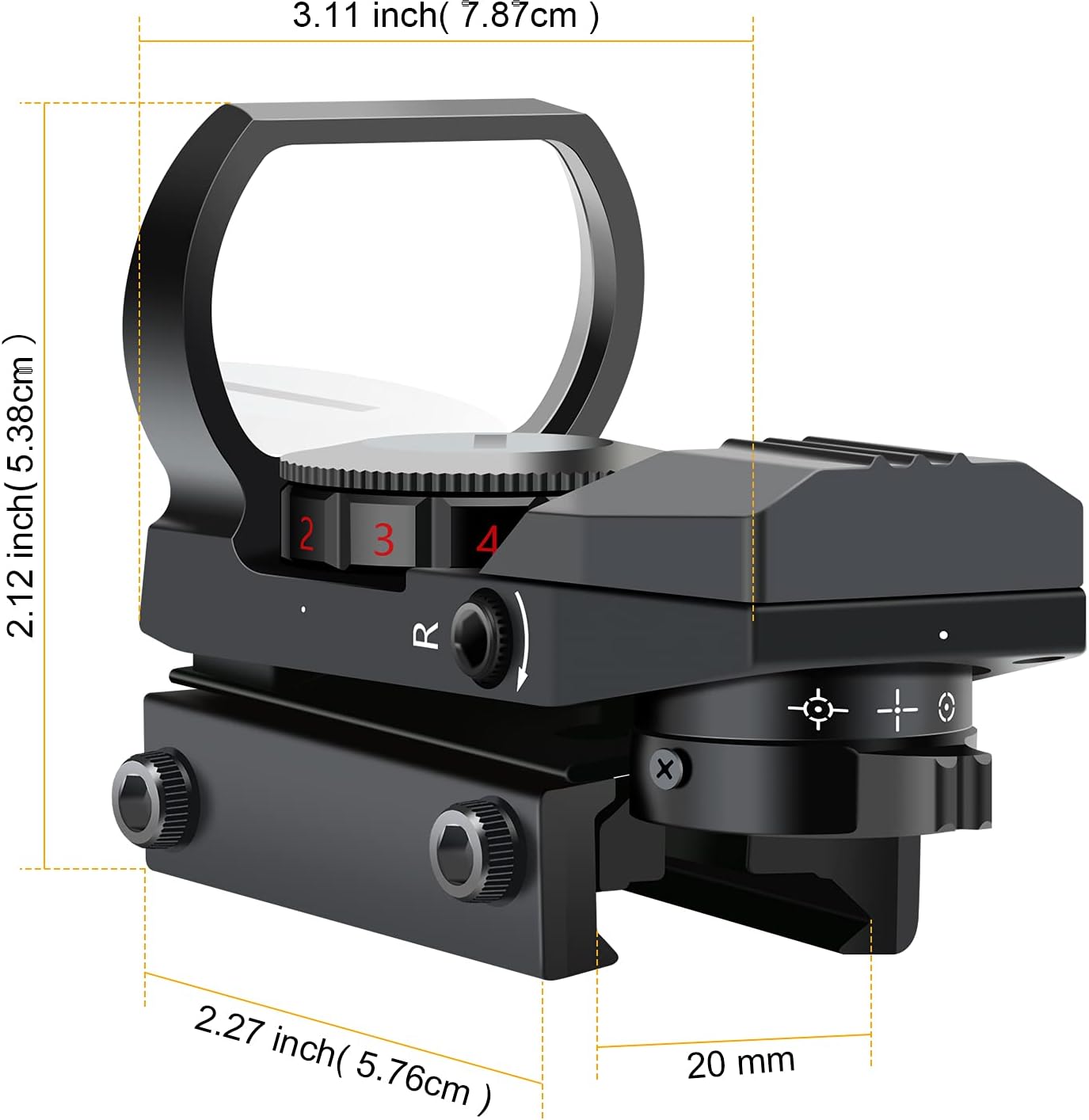 Amason Electro DOT Sight Field Sport Red and Green Reflex Sight with 4 Reticles