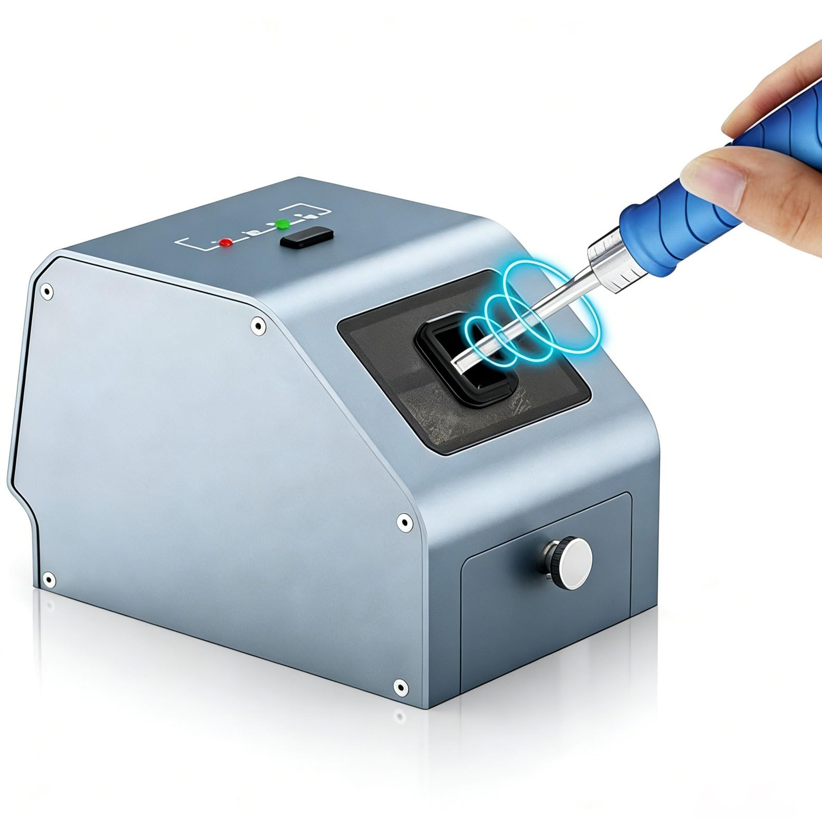 Limpiador automático de puntas de soldador, motorizado de 3000 rpm con cajón y 4 luces LED, incluye cepillo de cobre ultrafino para una limpieza eficaz de puntas de latón
