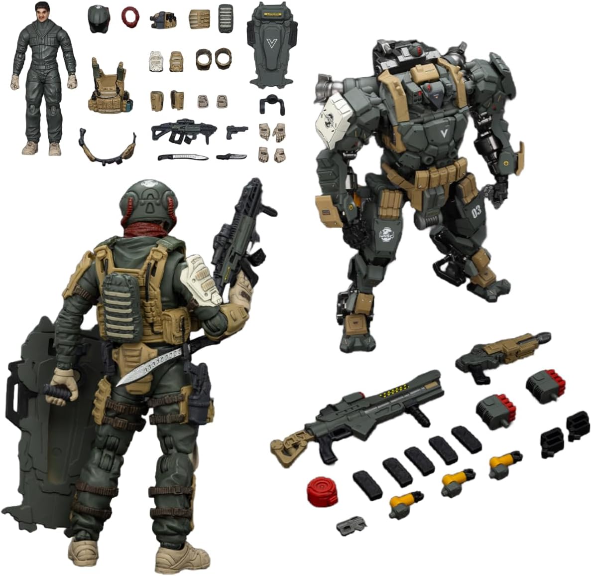 JOYTOY 1/18 Action Figure Mecha Tyrant-03 Tactical Type Collectible Gifts,Toys for Kids 15+ and Adults