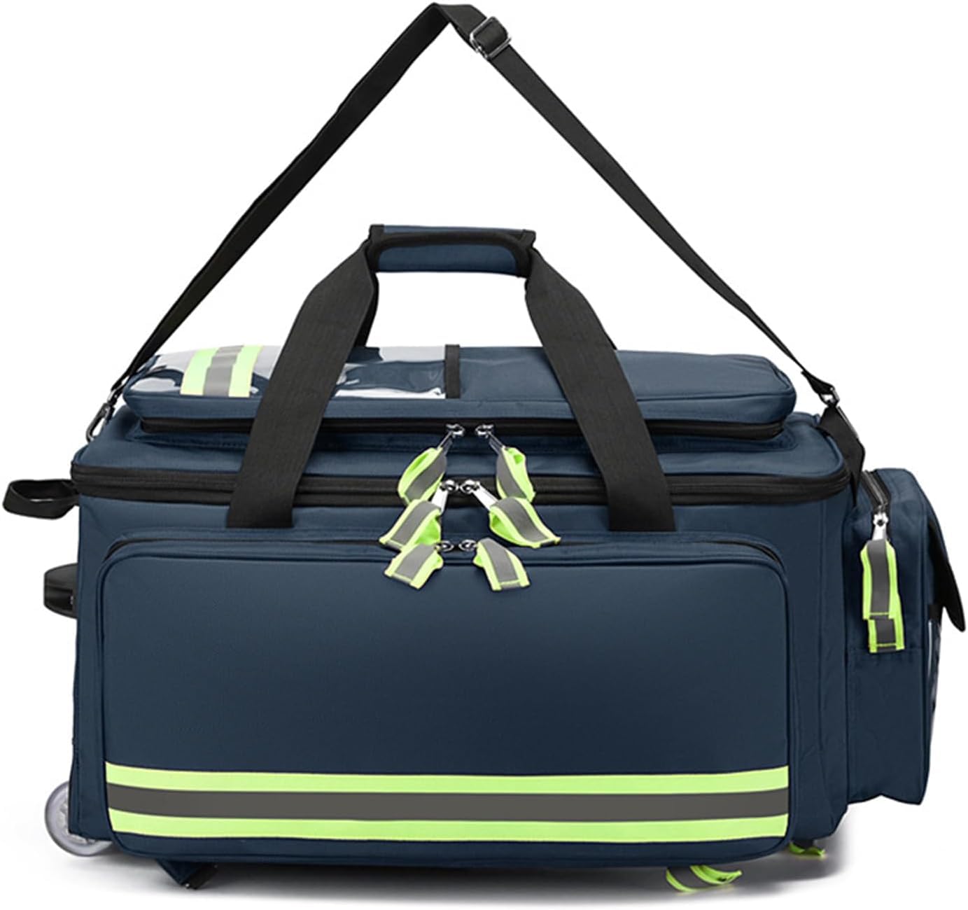Bolsa Portátil para Botiquín De Primeros Auxilios, Bolsa De Lona Médica De Emergencia para Exteriores De Gran Capacidad, con Múltiples Bolsillos Y Compartimentos, con Reflectantes Y Ruedas