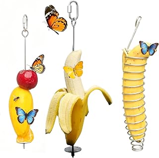 3 pcs Butterfly Feeder Hanging for Outdoors Stainless Steel Butterfly Banana Feeder for Garden