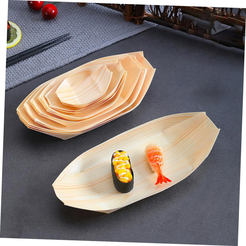 Botes desechables de madera para sushi, 50 piezas miniatura 6