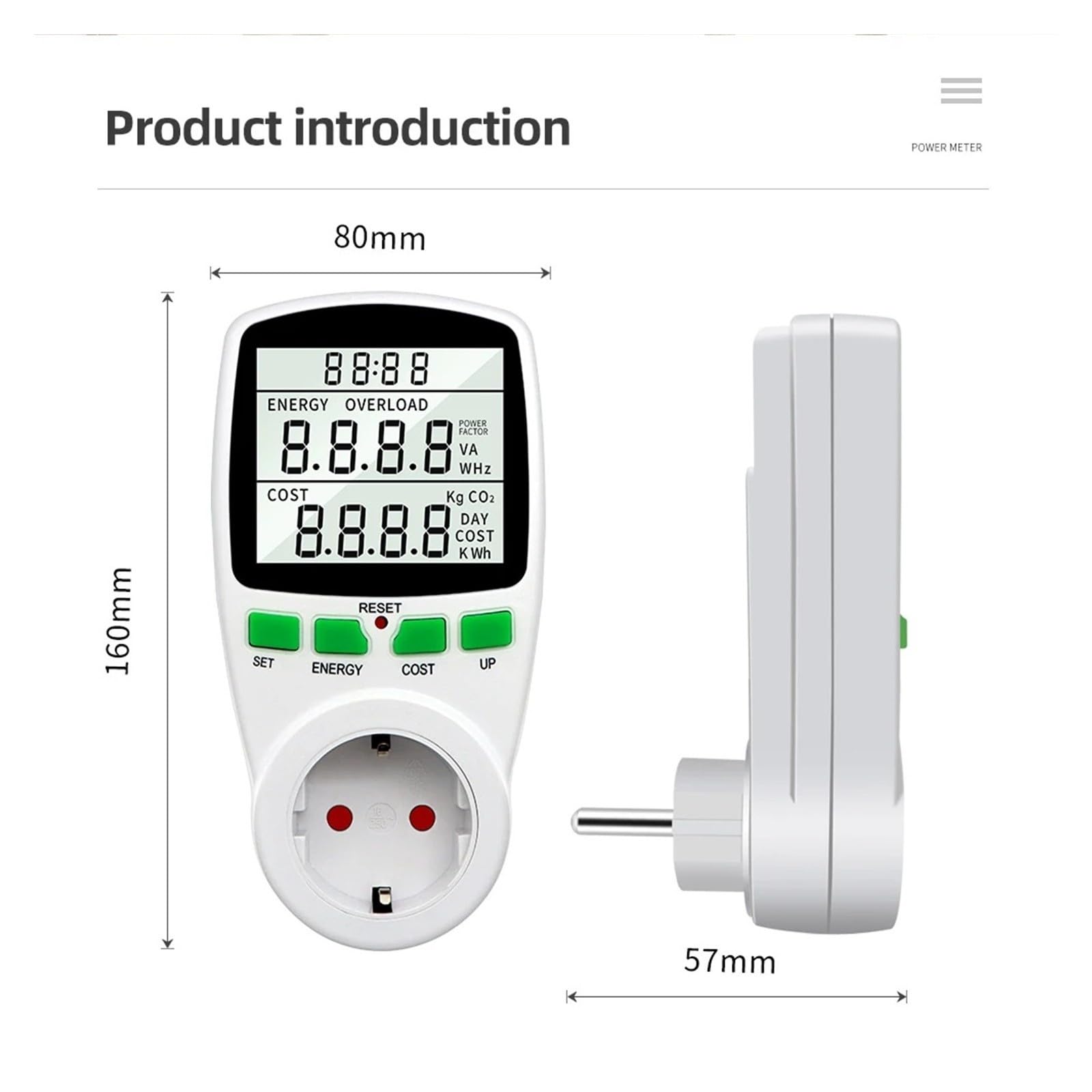 Leistungsmesser 220V Digitales Spannungs-Wattmeter-LCD