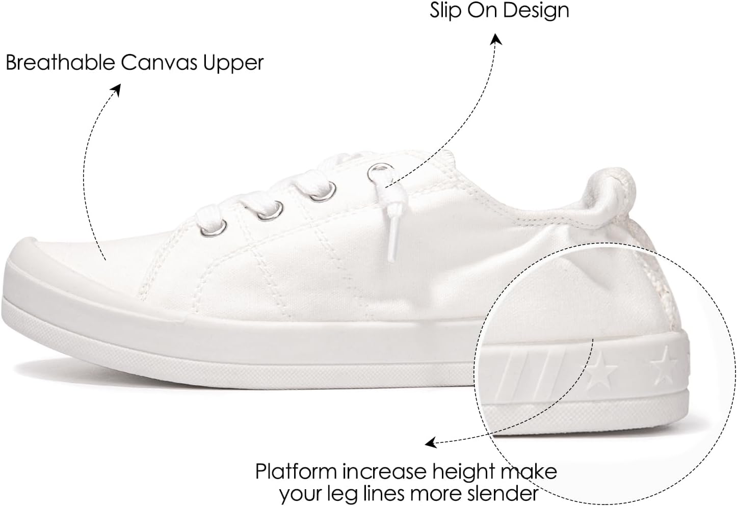 BENEKER Women's Platform Canvas Sneakers Low Top Fashion Sneakers Classic Slip-On Comfort Walking Shoes - Image 2