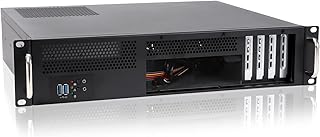 RackChoice 2U Server Chassis Short Depth 14.17" Front I/O with 2 x 3.5“ (int.) mATX M/B,Support ATX PSU with Either top or Side Cooling
