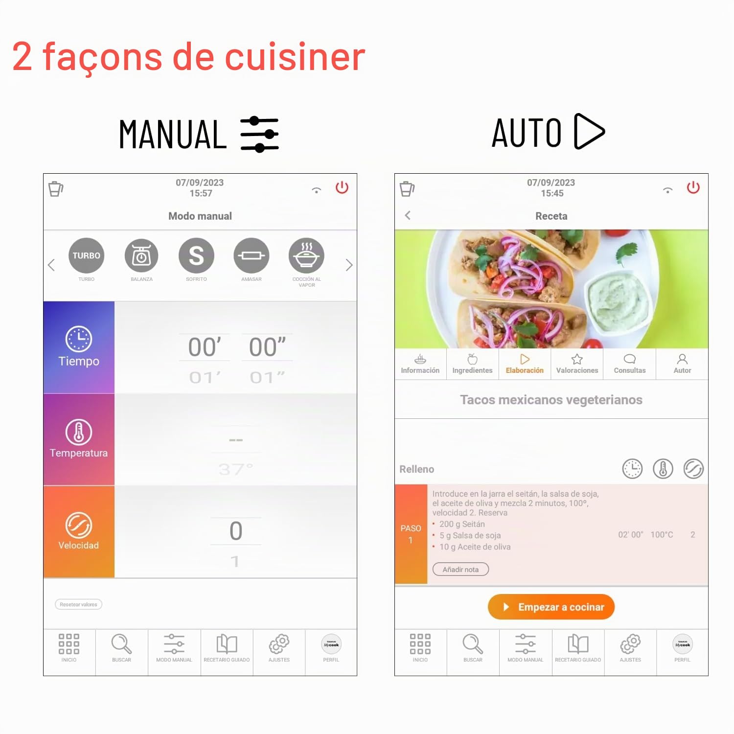 Taurus Mycook Next - Robot cuiseur avec wifi, 2000W, 3.75L, écran XXL, cuisinez avec la voix, jusqu'à 140°, induction, multifonction, app mycook, connectivité avec votre smartphone, set d'accessoires