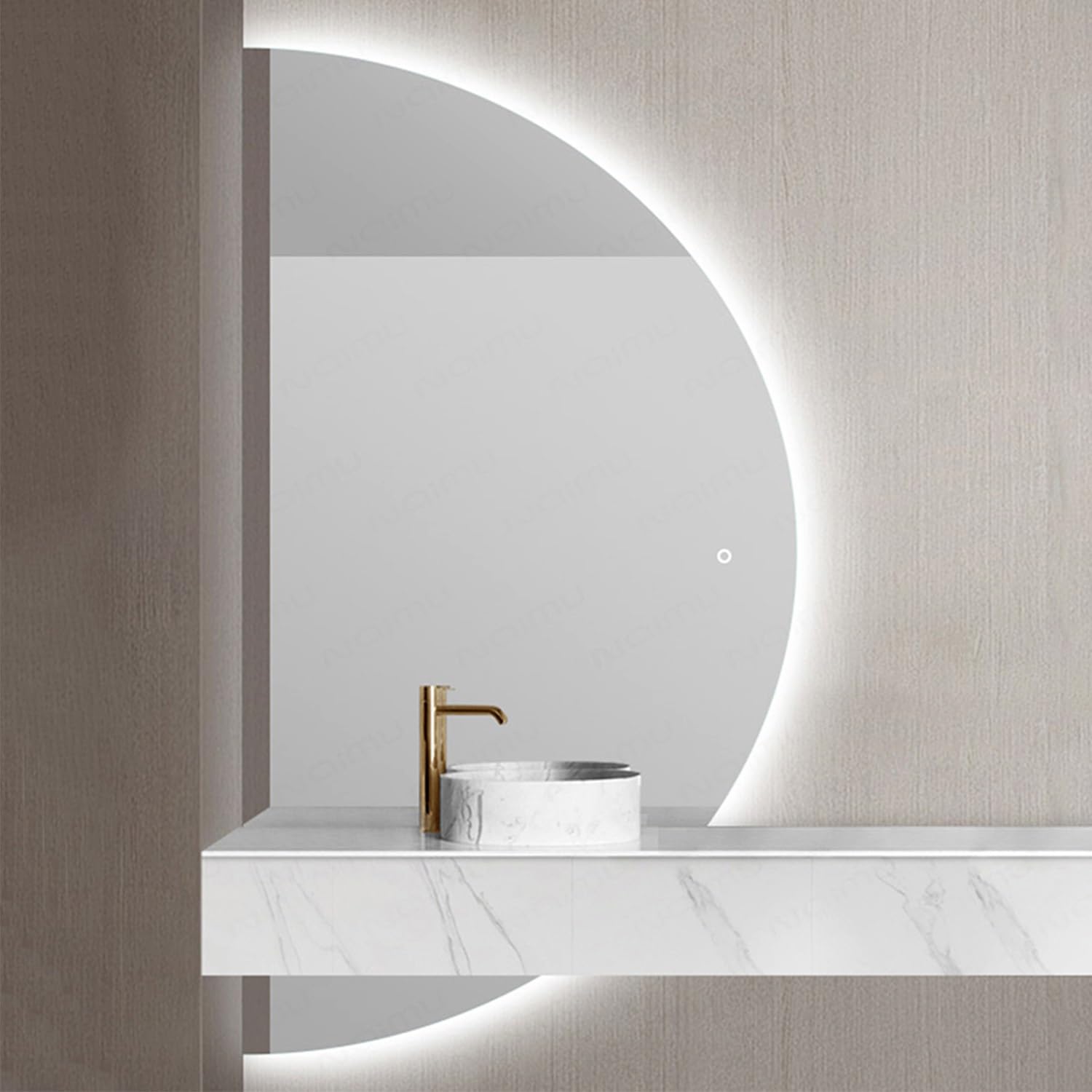Miroir de Salle de Bain LED 3 Couleurs Dimmable Demi Lune