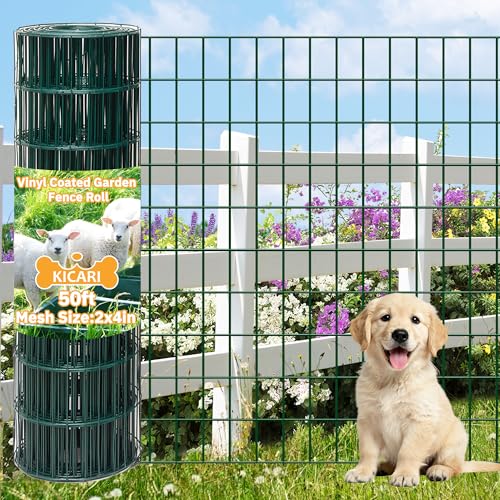 Green Metal Garden Fence, 72inch x 50ft, 2 inch x 4