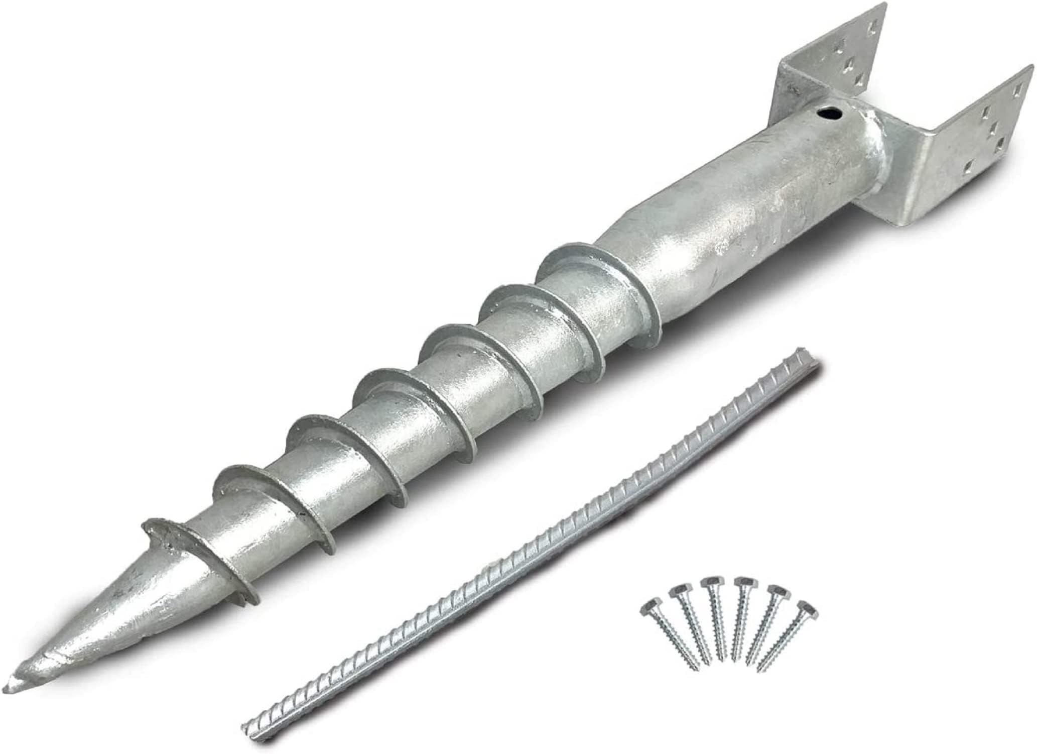 AshmanOnline Tornillo De Tierra Sin Excavación, Tornillo Modelo En U En Estaca De Poste - 27 Pulgadas De Largo, Se Adapta A 4X4 Estándar (3,5 X 3,5 Pulgadas) Ideal para Postes De Buzón - 2 Paquetes