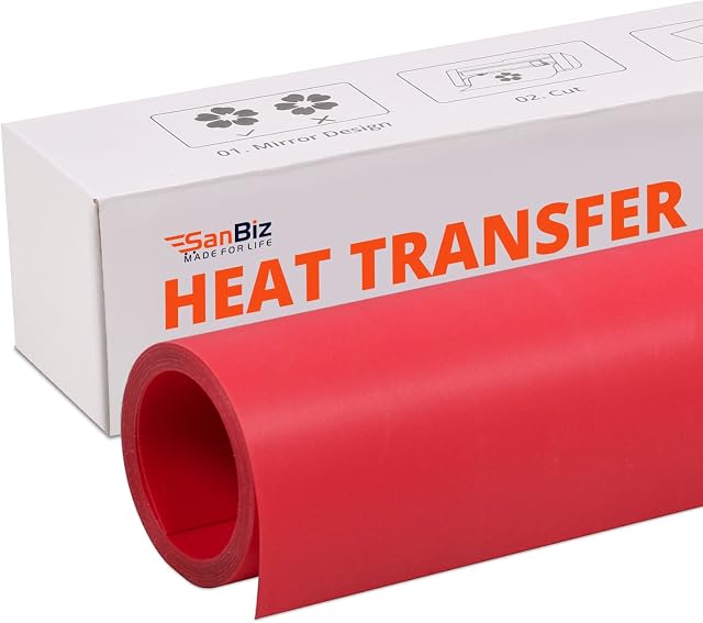 SanBiz Premium Heat Transfer Vinyl for Fabric - Single Roll (30cm x 5ft) Red HTV Vinyl, 11 Assorted Iron on Vinyl Colors - Easy to Cut and Weed HTV Vinyl Bundles for DIY Heat Press Custom Designs