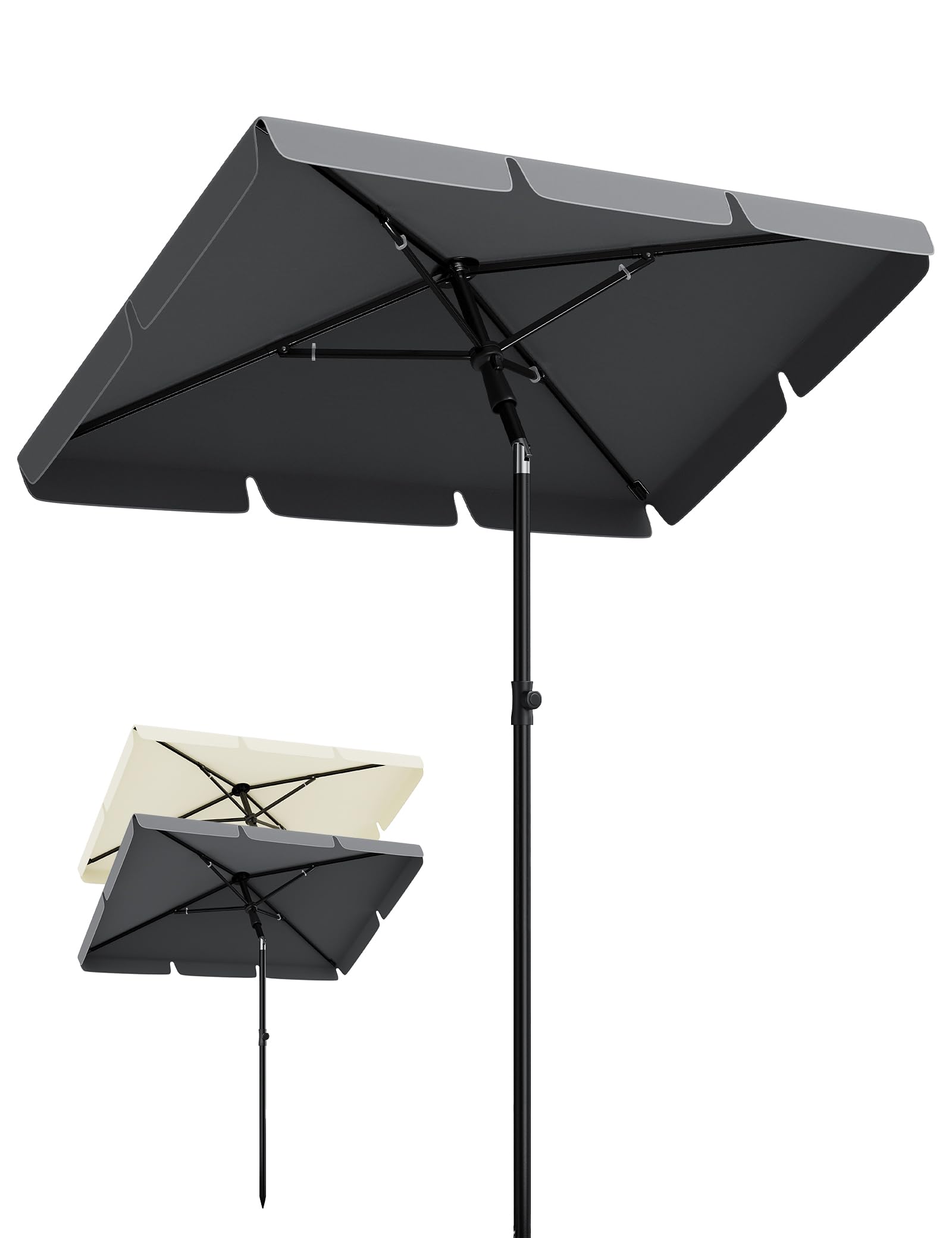 GarveeHome Sonnenschirm Balkon 200x125 cm mit Schirmhülle, UV50+ Sonnenschirm rechteckig knickbar & höhenverstellbar, Balkonsonnenschirme ideal für Balkon Garten & Terrasse