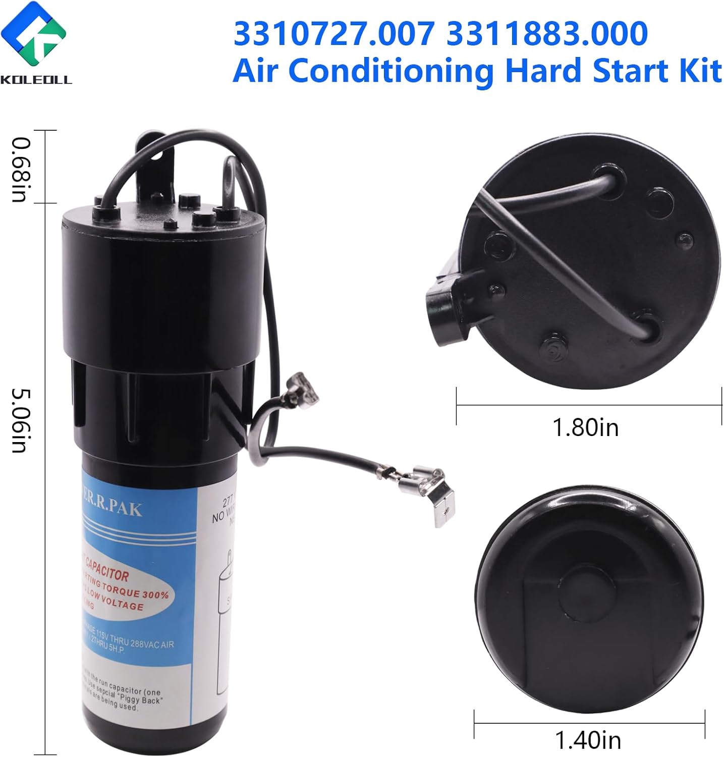 3310727.007 3311883.000 Air Conditioner Hard Start Kit Replace for 8333A9021 Fits for Dometic Coleman 8335-9021 9333-9021 105620-10-70 Hard Start Capacitor