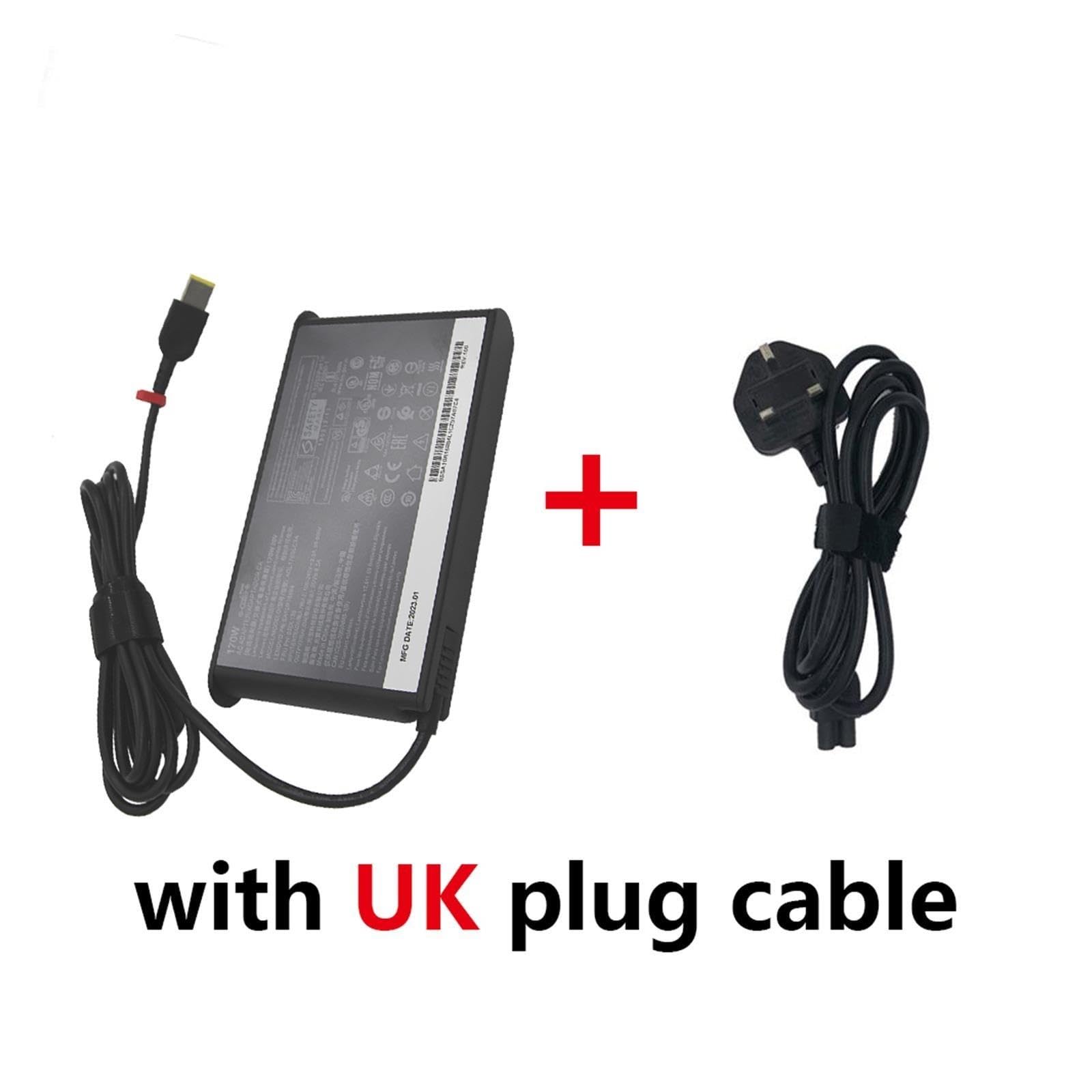 Adattatore Di Alimentazione CA 20 V 8,5 A 170 W, Compatibile Con ThinkPad, Caricabatterie Da Giro, Compatibile Con Legion, 5 Y7000P Y720-15 P50 P51 P70 P71 T440p T540p W540 W541 45N0514(With UK plug)