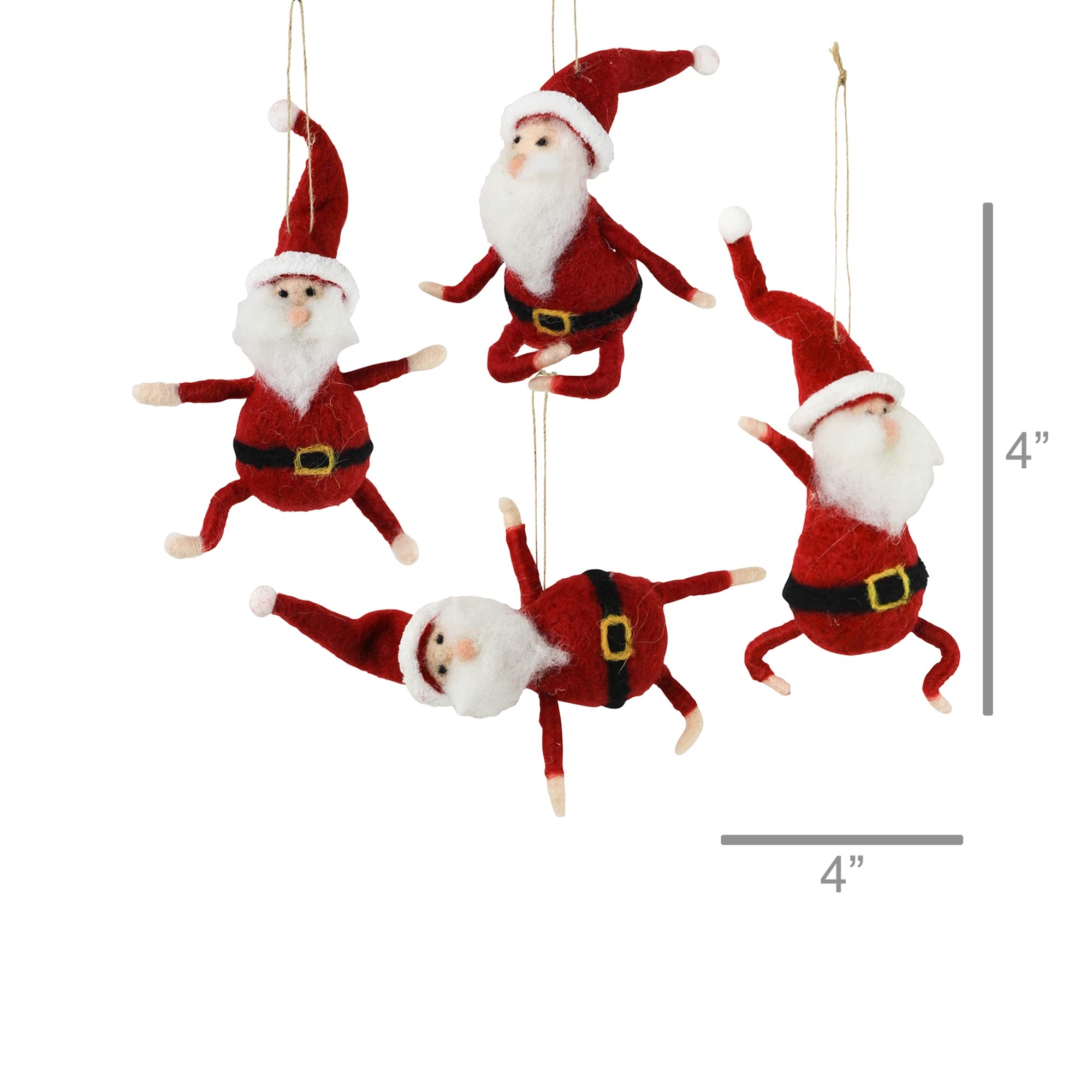 Amazon.com: HomArt Yoga Santa Christmas Ornament, Set of 4, Felt