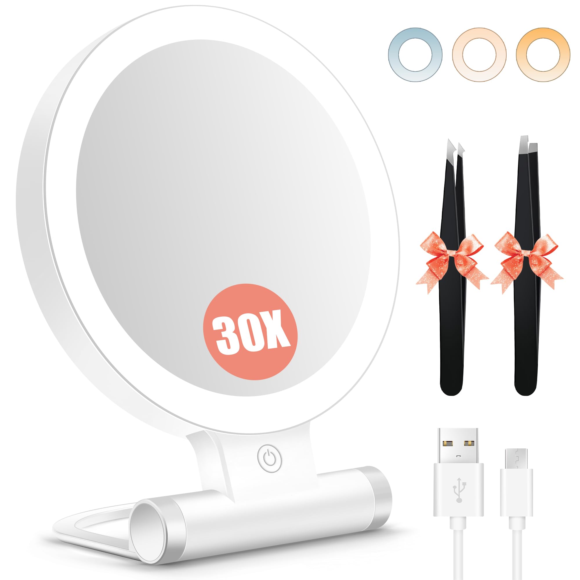 B Beauty Planet 30X/1X Kompaktspiegel mit Beleuchtung