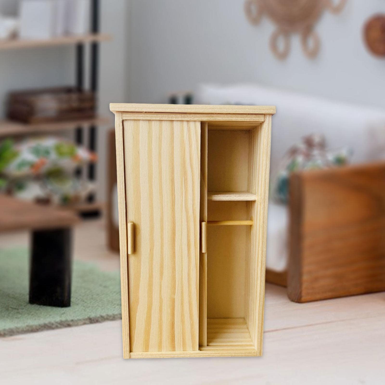 Miniature Cabinet 1/12 en bois pour maison de poupée - Portes et