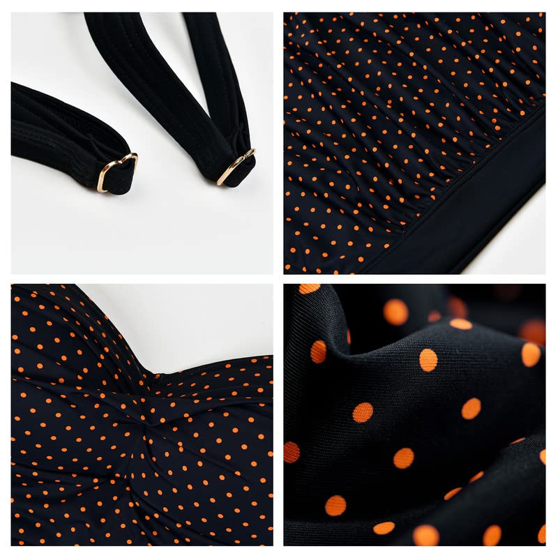 WIN.MAX Costume Intero Donna, Costume Intero con Controllo della Pancia, Costume da Bagno Taglie Forti per Donna Monokini Push-up Vintage, per Coppe da C a DD