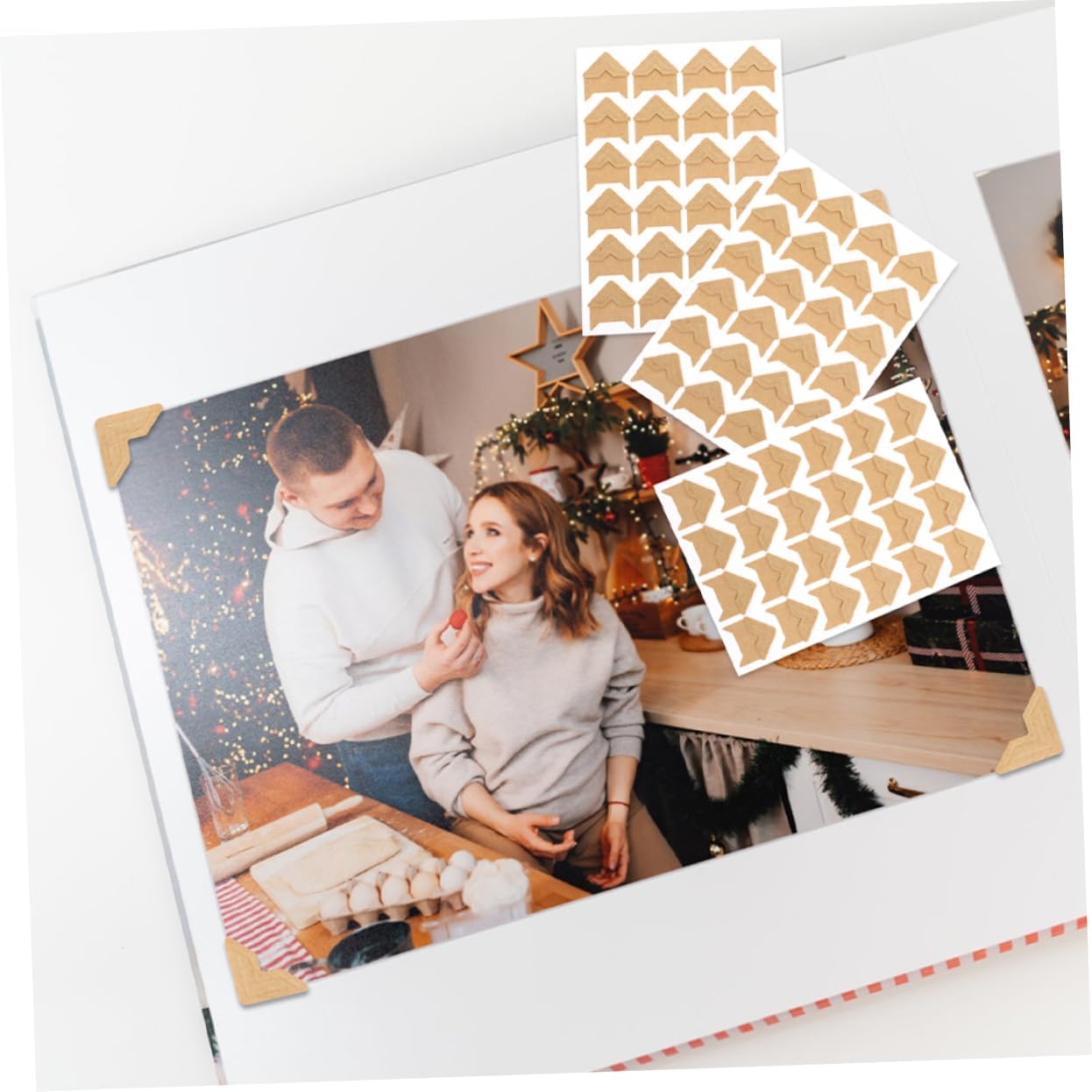 PRETYZOOM 10 Sheet Photo Corners Self Adhesive Scrapbooking Mounting Corners for Picture Frames for Memory Books and Albums Versatile and Adhesion