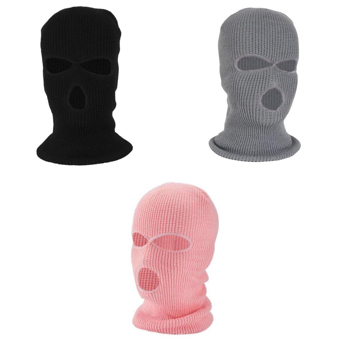 SNAPPSY 3 Pieces Hole Balaclava Knit Knitted Full Face Ski Cover Mask Beanie Hat-image-8