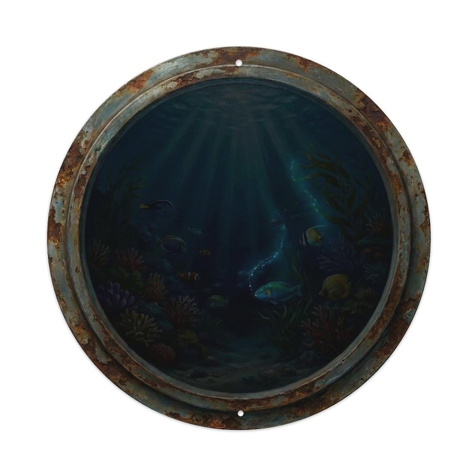 Vintage Porthole Night Darkness Ship Window Under Deep Metal Tin Sign