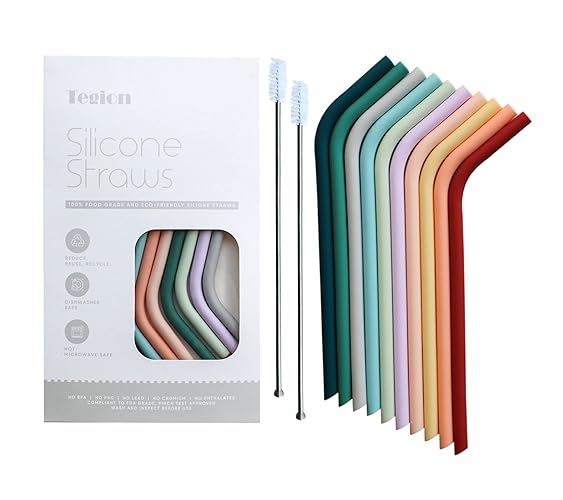 Reusable Thin Short 6.7" Cute Silicone Bendy Straws for Toddlers&Kids&Baby,6 10 12 oz Wine/Yeti Tumbler, Coffee/Cocktail Mug,Soda Cans,Take n toss Cup/BPA FREE-Small Flexible with Brushes