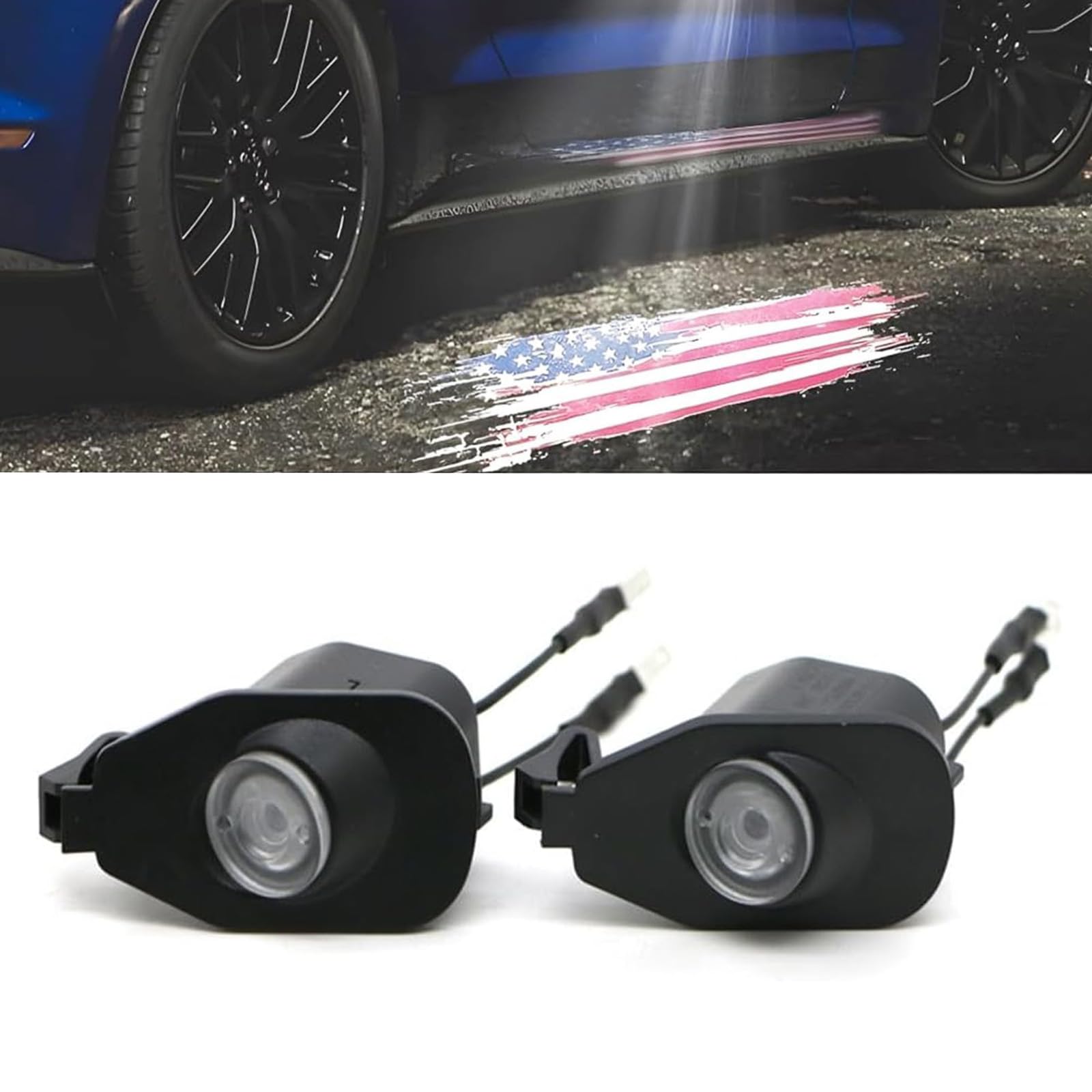 2X Star Pattern Courtesy Puddle Light Car Door Led Logo Projection Welcome 3D Shadow Lights Accessory fit for Mustang 2024 2023 2022 2021 2020 2019