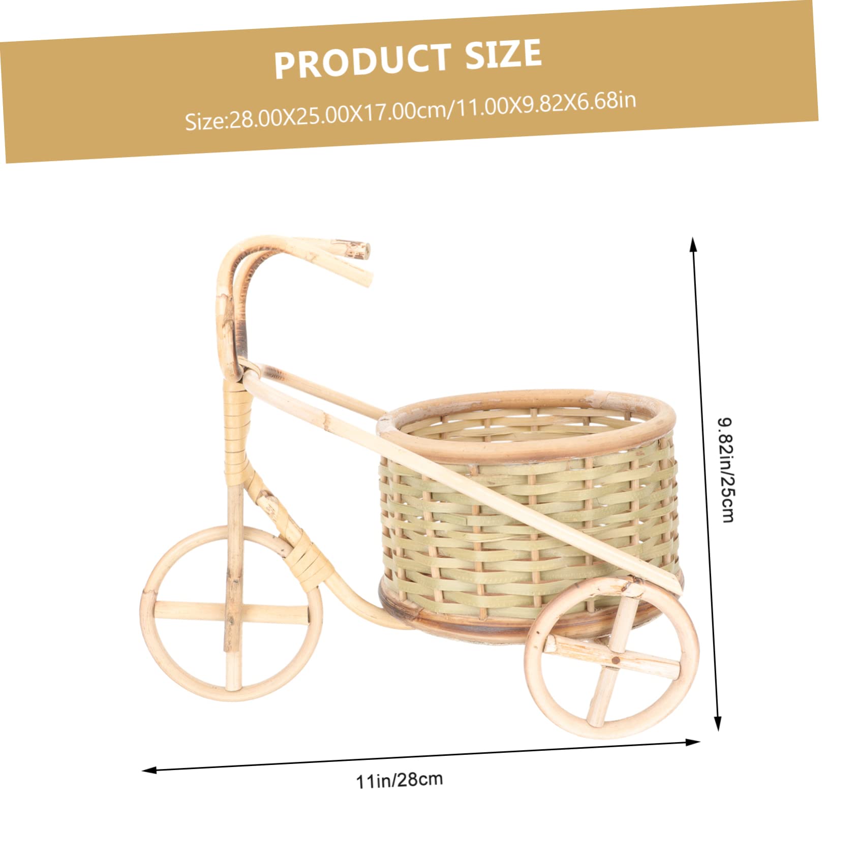 YARNOW Cesta De Bambú para Maceta De Bicicleta Cesta Pequeña De Triciclo Tejida Estilo Rústico para Decoración De Escritorio o Adornos De Bicicleta