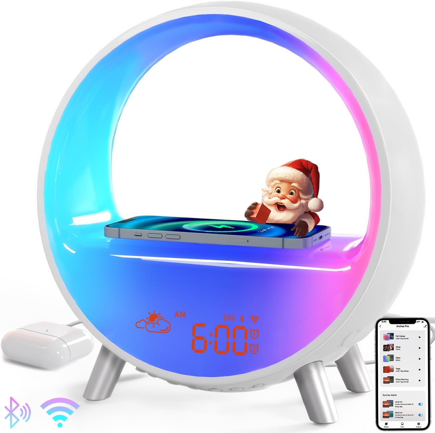 MOMILLA Sunrise Alarm Clock with Wireless Charging Station & Bluetooth