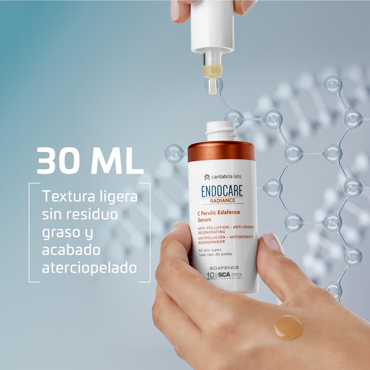 Endocare Radiance C Ferulic Edafence - Sérum Antipolución y Antioxidante con Vitamina C y Ácido Ferúlico, Rápida Absorción, para Todo Tipo de Piel, 30 ml