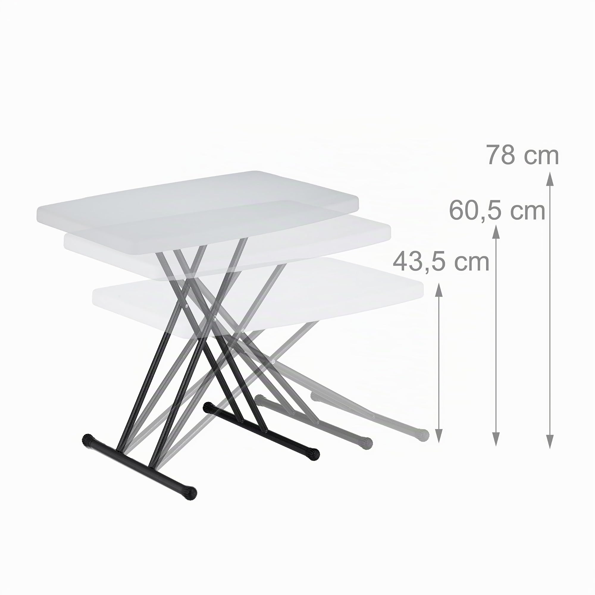 Relaxdays Tavolo Pieghevole da Giardino, Tavolino da Campeggio HLP 71x78x49 cm, Regolabile in Altezza, 2 Persone, Bianco