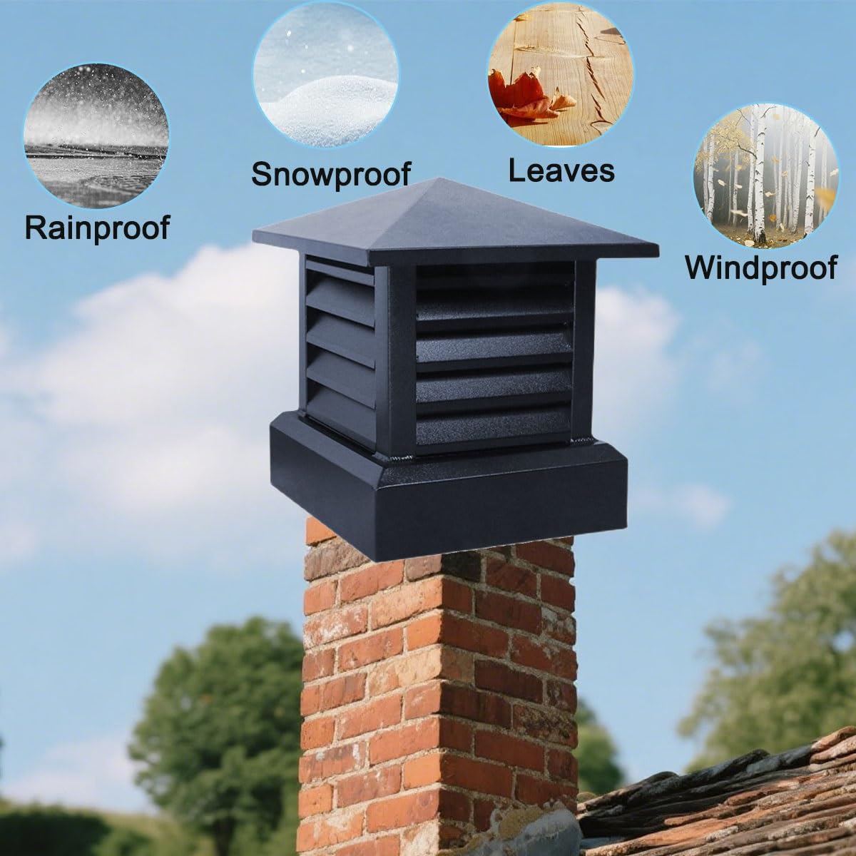 Cuadrado Inferior sombrerete de chimenea 250-450 mm, conducto de chimenea cubierta para exterior, Chimenea techo lluvia Guard, Aleación de aluminio sombrerete de chimenea para Ventilación, Instalaci