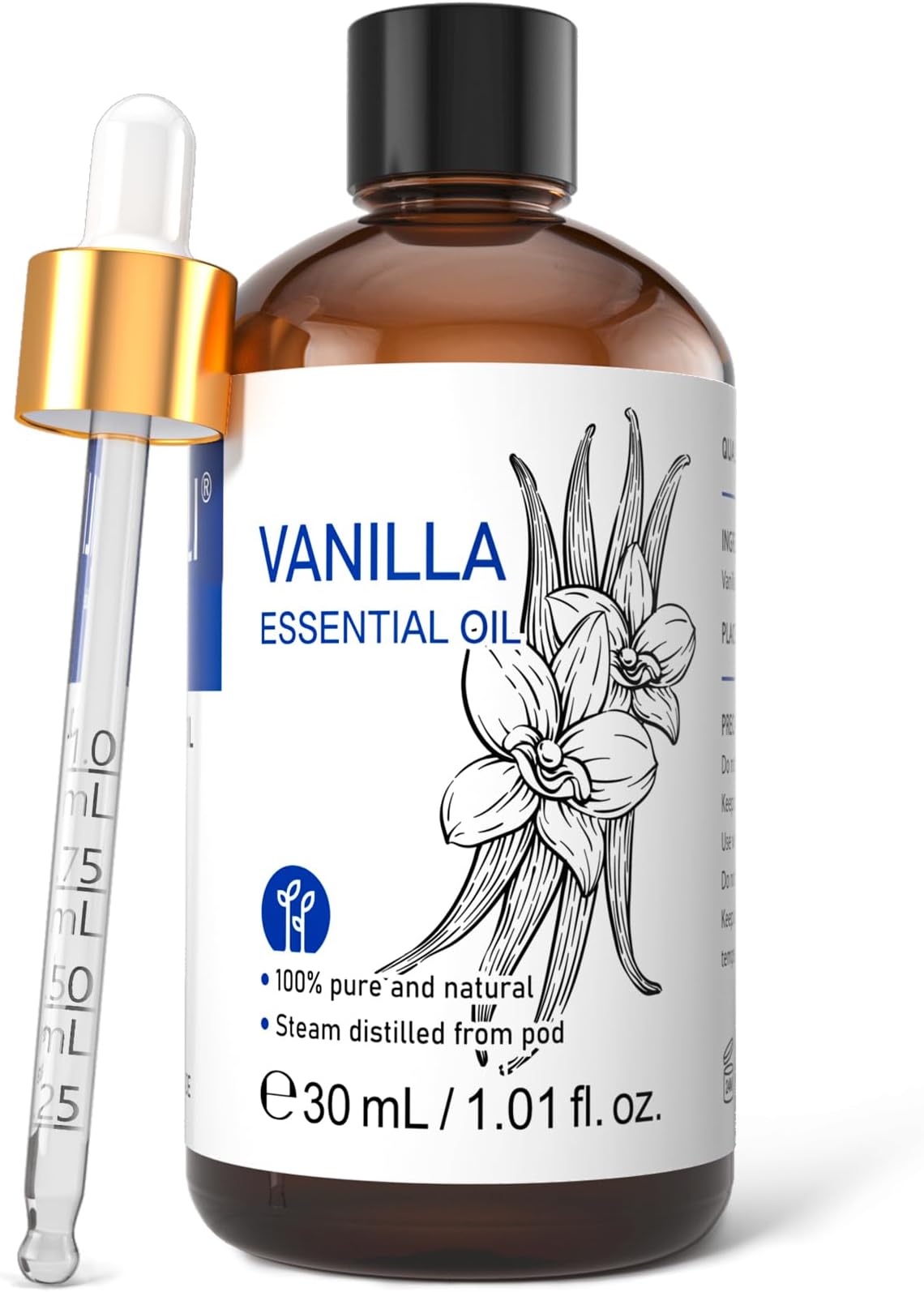 HIQILI Vanilla Essential Oil 30ML, 100% Natural Aromatherapy Oil for Face, Candle Making, Body Oil, Diffuser, Skin & Hair - 1 Fl Oz