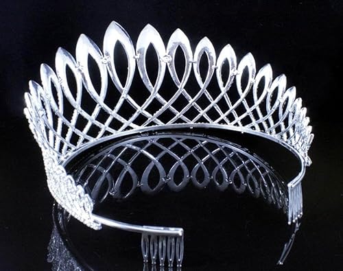 Miniatura 6 de Exquisita Tiara de diamantes de imitación de cristal austríaco transparente con peines laterales de pelo Corona de baile de graduación princesa