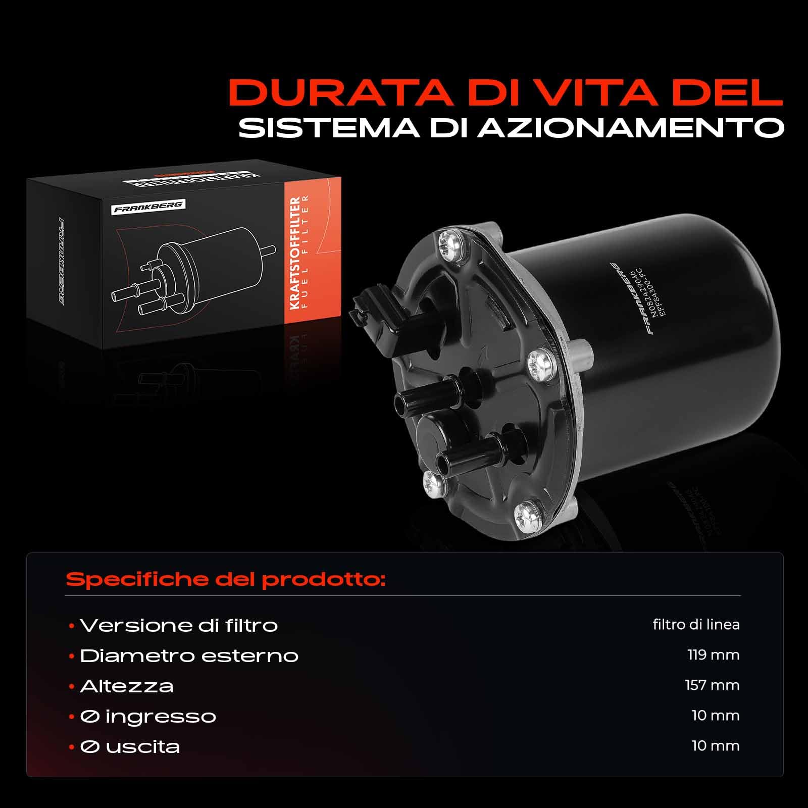 Frankberg Filtro carburante Filtro diesel 164004976R | Compatibile con: Autobus NV200/Evalia, Scatola per la polvere, K.a.n.g.o.o Express FW0/1, Dokker MPV KE
