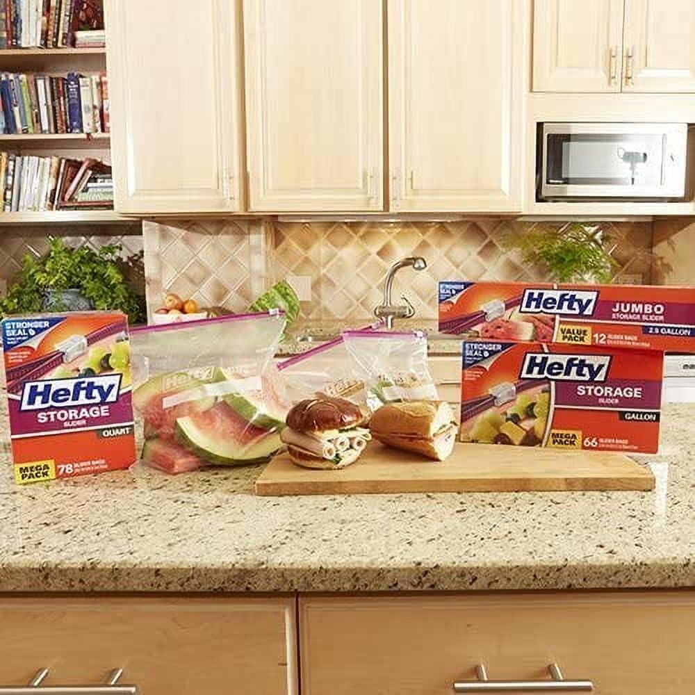 Hefty Slider Bags, Quart, 20 CT(6)