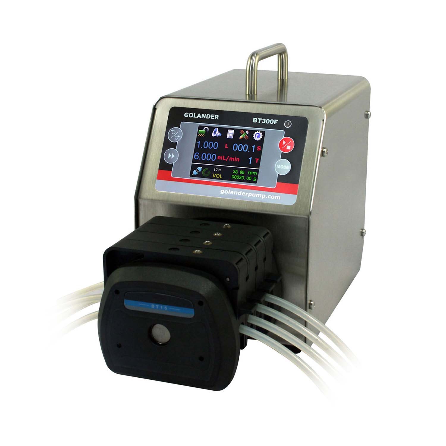 BT300F Intelligent Dispensing Peristaltic Pump with Pump Head DT15-44 (4 Channels), Flow Rate 0.05~610 mL/min per Channel