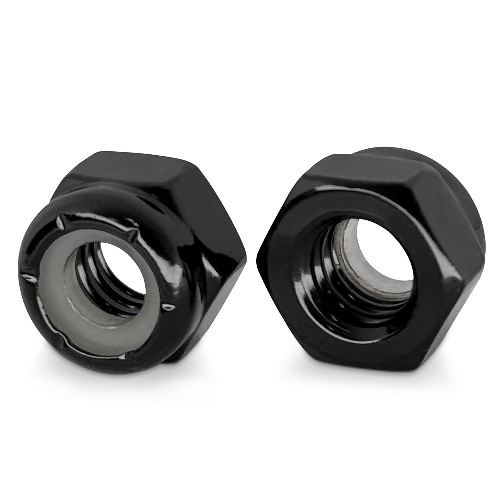 1/4-20 Black Nylon Insert Lock Nuts, Stainless Steel 304 (18-8) Black Coating Lock Nuts with Nylon Insert, 50pcs