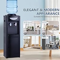Vista 7 de Dispensador de agua enfriador, dispensador de agua de carga superior para agua caliente y fría, dispensador de agua de 5 galones con cerradura