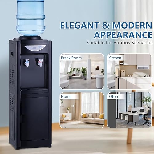 Miniatura 7 de Dispensador de enfriador de agua, dispensador de agua fría y caliente de carga superior, dispensador de agua de 5 galones con bloqueo de seguridad