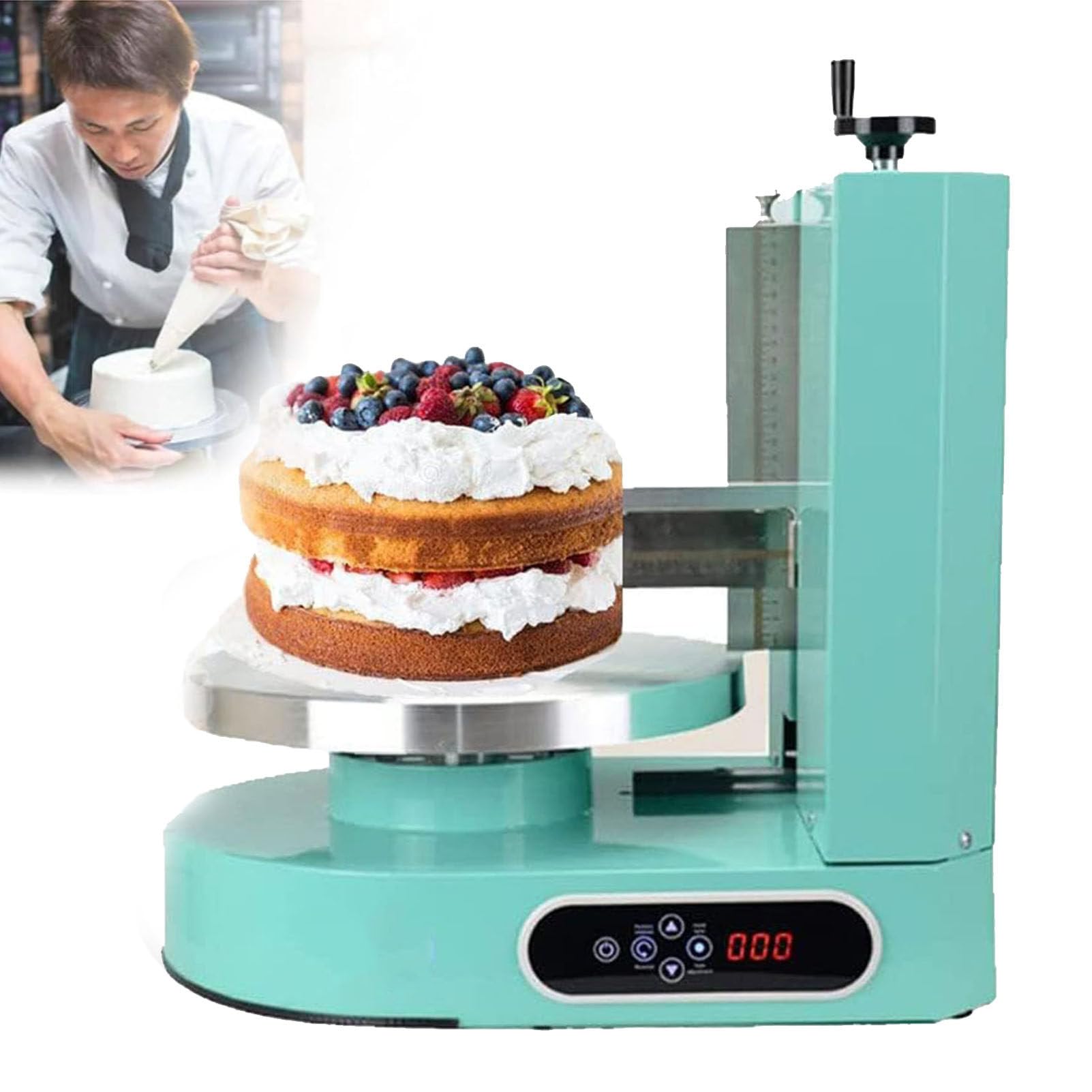 Machine de revêtement de lissage du gâteau d'anniversaire, 4-12 Pouces de gâteau d'anniversaire Automatique Machine de glaçage Daub décoration de gâteau Rond Crème,Green