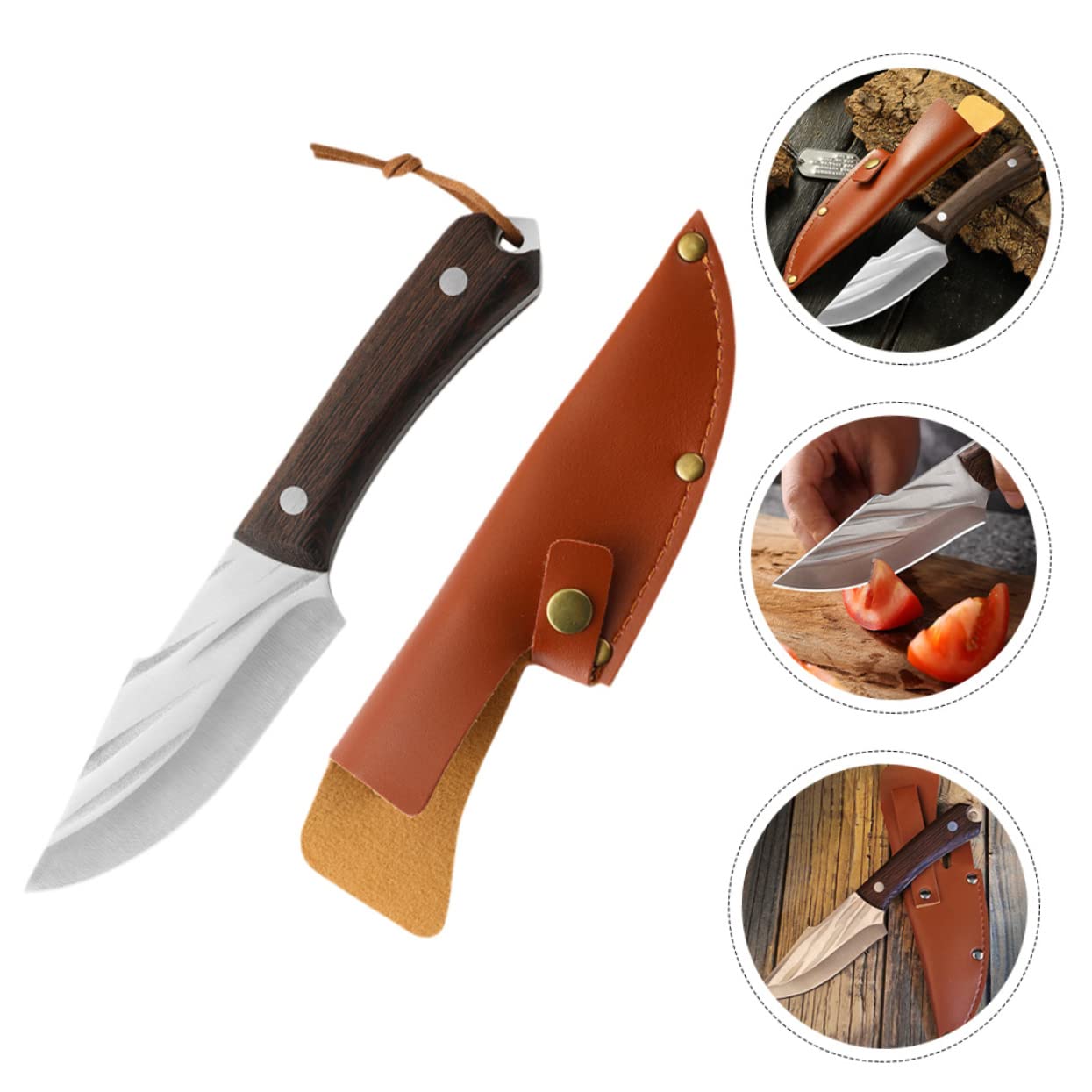Cabilock Couperet à Viande Ergonomique 25 Cm Acier Inoxydable Manche Antidérapant Ustensile Cuisine Pour Barbecue Extérieur Cuisson Avec Fourreau Portatif