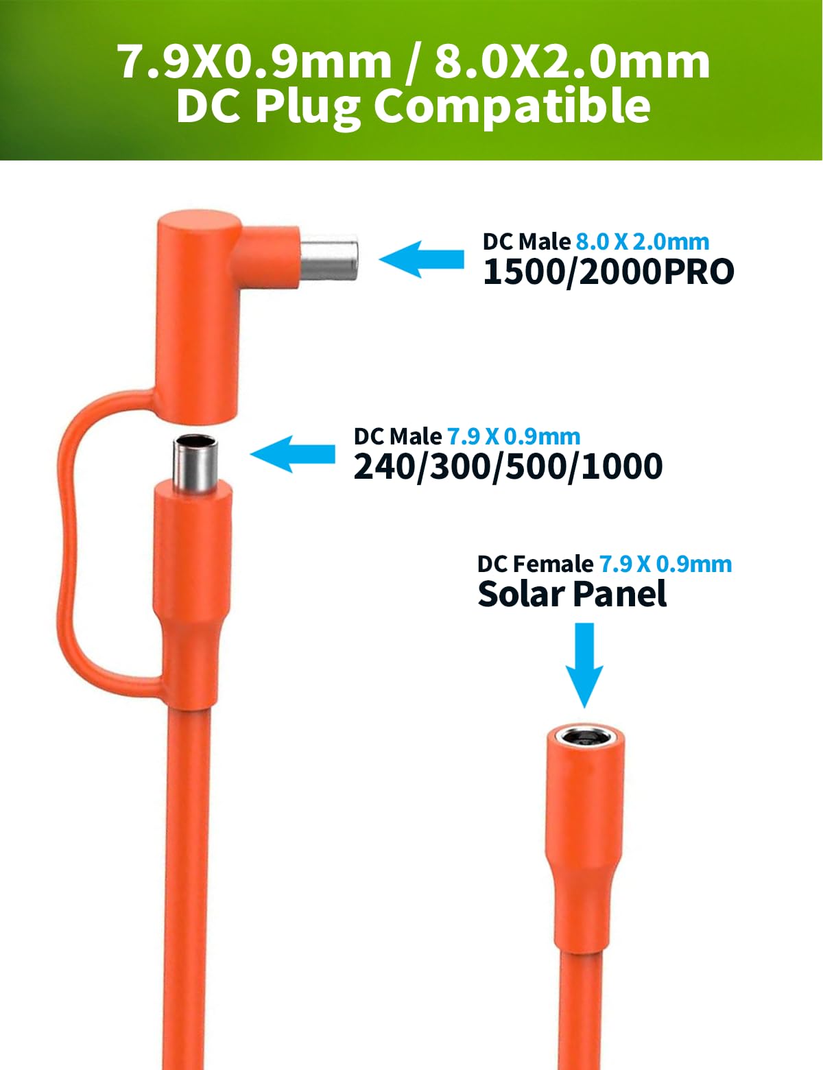 Lonnky DC 8,0 mm Solargenerator Verlängerungskabel für Jackery/BLUETTI/Anker/GZ Yeti/Meisten Powerstationen, DC7909 Solarpanel-Kabel Weiblich zu Männlich mit Zusätzlich DC8020 Stromadapter (9M)