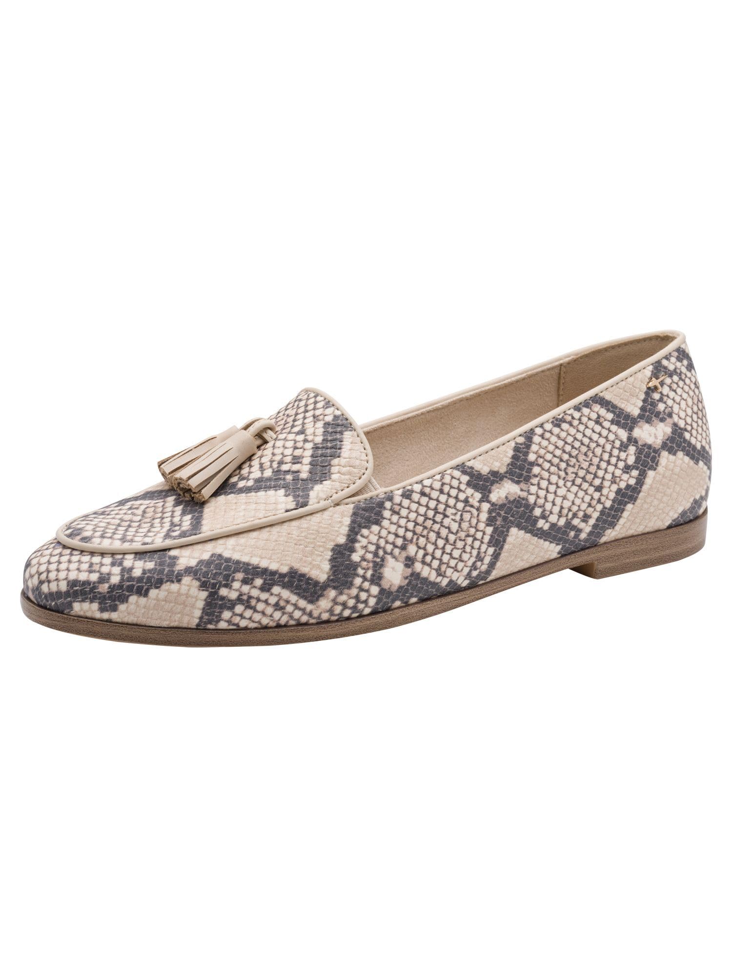 Tamaris Suede Loafers Women's Beige Snake Size 39