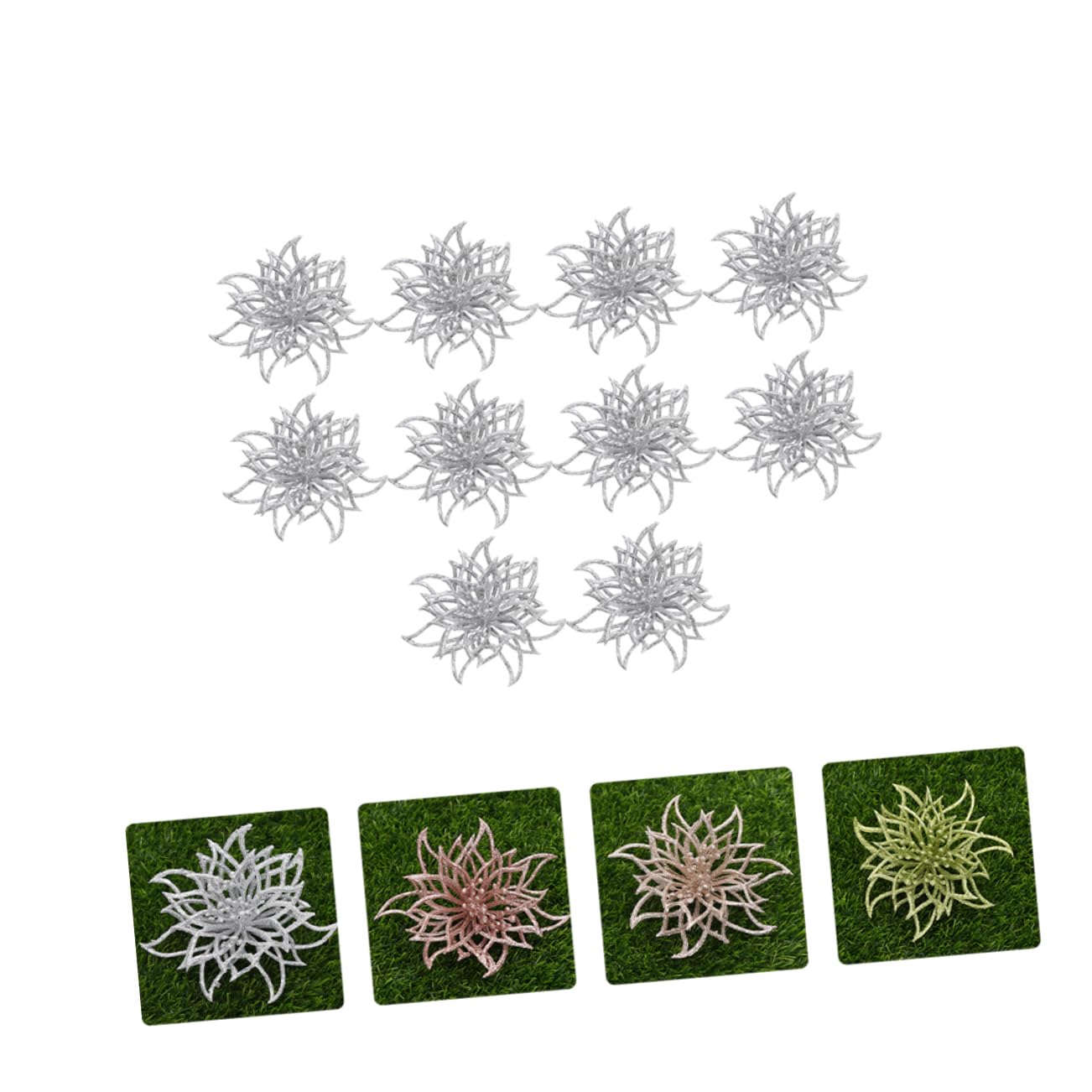 10pieza Flores Artificiales De Navidad Brillantes para Decoración De Fiesta Accesorios De Flores para Guirnalda y Árbol De Navidad Adorno De Poinsettia para Bodas y Celebraciones